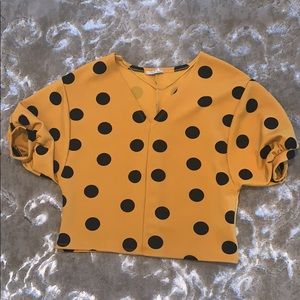 Zara polka dot puff sleeve top
